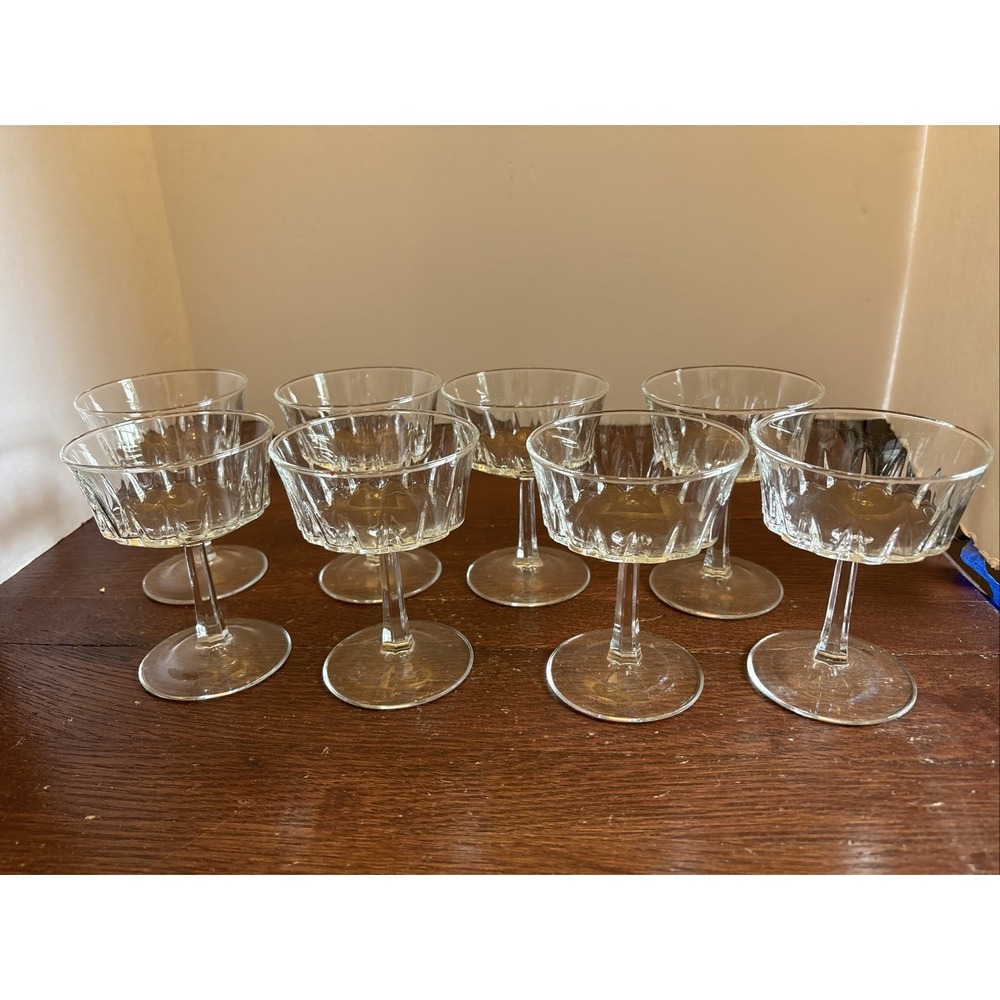 8 Cristal D'Arques Durand REGENCY Tall Sherbet Champagne Glass‎ Dessert FR 4.5"